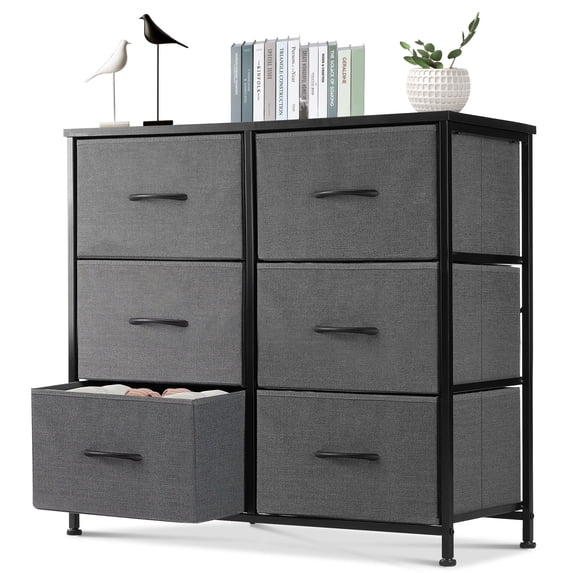 edx 6 Drawer Fabric Dresser for Bedroom, Chest of DrawerOrganizer Storage Cabinet for Closet, Entryway