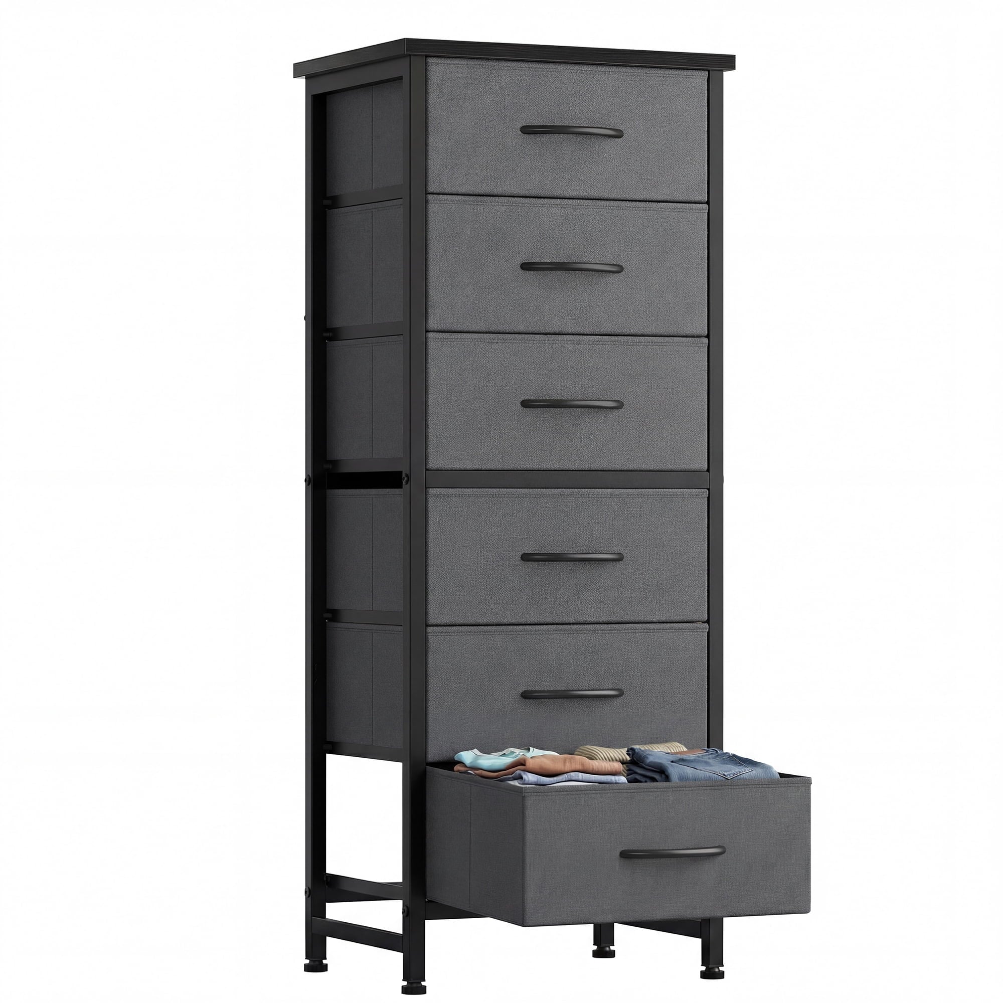 EDX 6 Drawer Fabric Dresser for Bedroom , Storage Organizer, Wide Chest of Drawers for Closet, Clothes,TV Stand