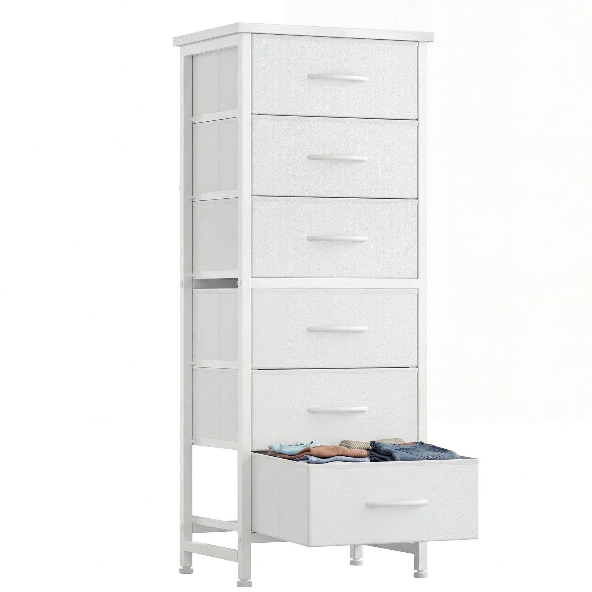 EDX 6 Drawer Fabric Dresser for Bedroom , Storage Organizer, Wide Chest of Drawers for Closet, Clothes,TV Stand