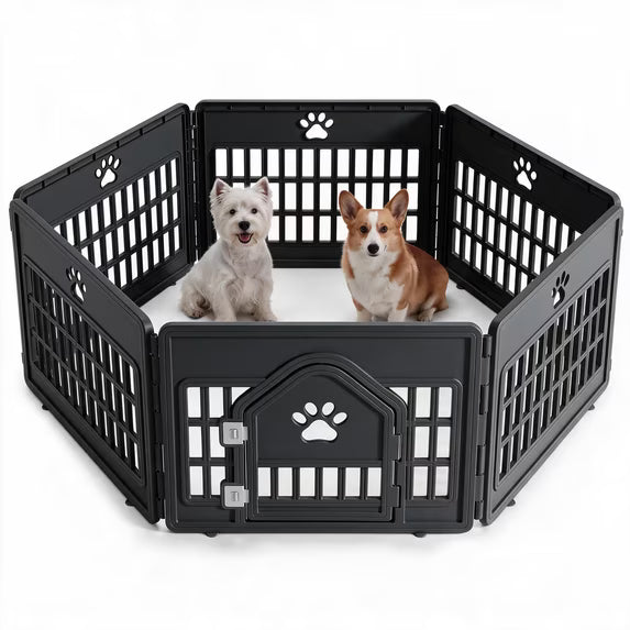 EDX Dog Playpen, 24" Portable Pet Fence, Puppy Training, Secure Door Latch, Indoor/ Outdoor PP Dog Enclosure for Small & Medium Dogs