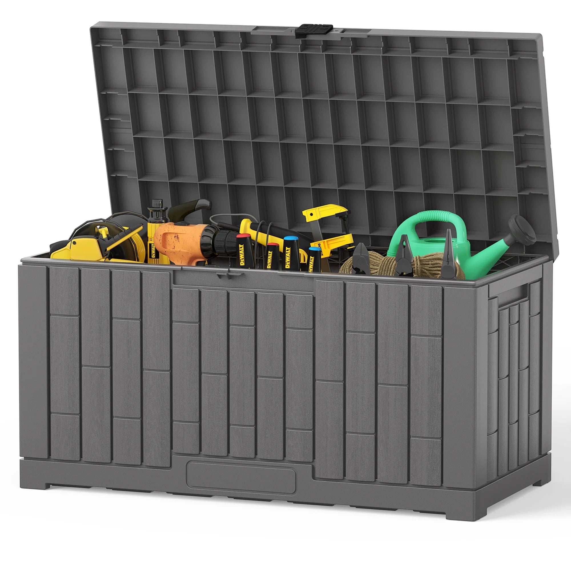 EDX 60 Gallon Deck Box, Outdoor Storage Box, Waterproof Resin Storage Bin for Package Delivery, Patio Cushions, Gardening Tools, Lockable, UV Resistant
