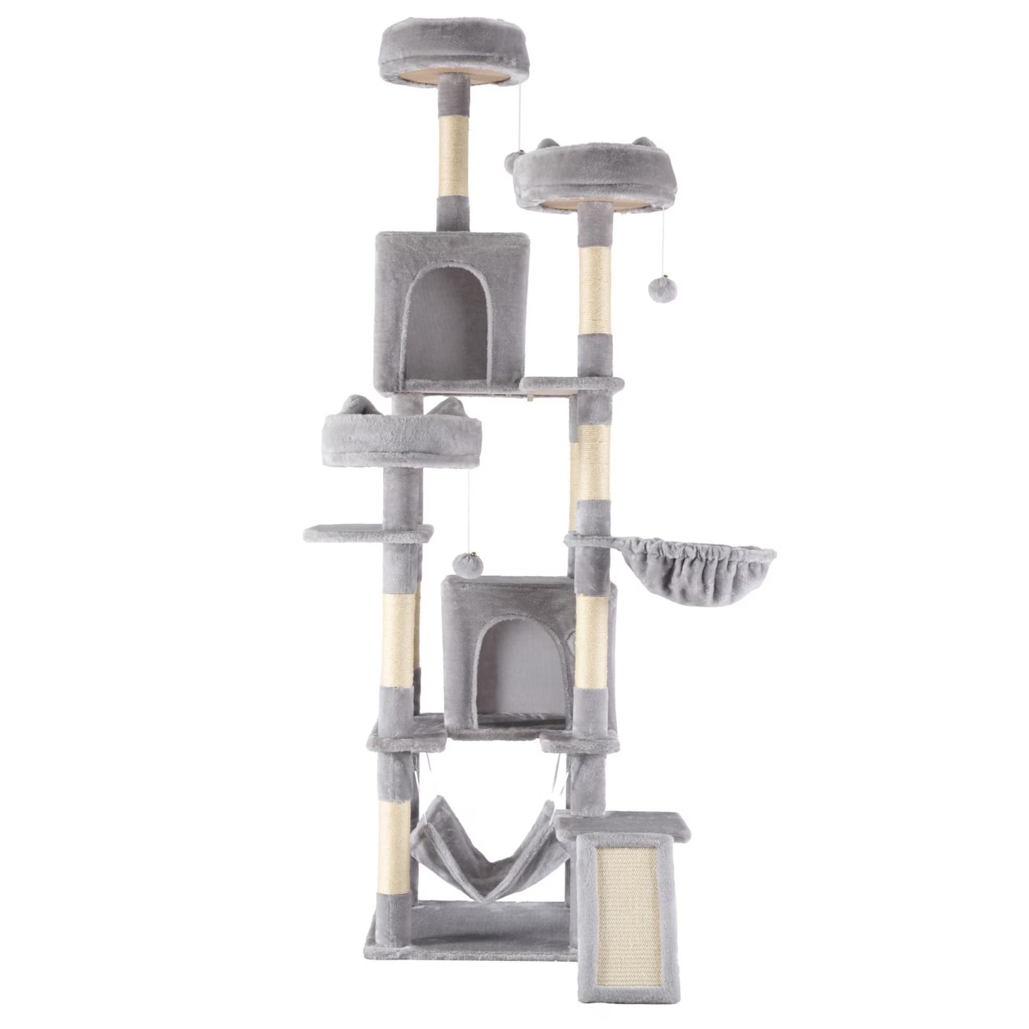 EDX 75" Cat Tree Tower for Indoor Cats, Multi-Level Durable Cat Climbing Tower, Large Pet House with Natural Sisal Scratching Post, Cozy Condo, Extended Platform, Kitten Toy and Hammock