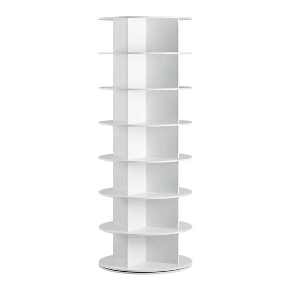 EDX PVC Rotating Shoe Rack Tower, 360-Degree Carousel Organizer for Entryway, Bedroom or Closet, White