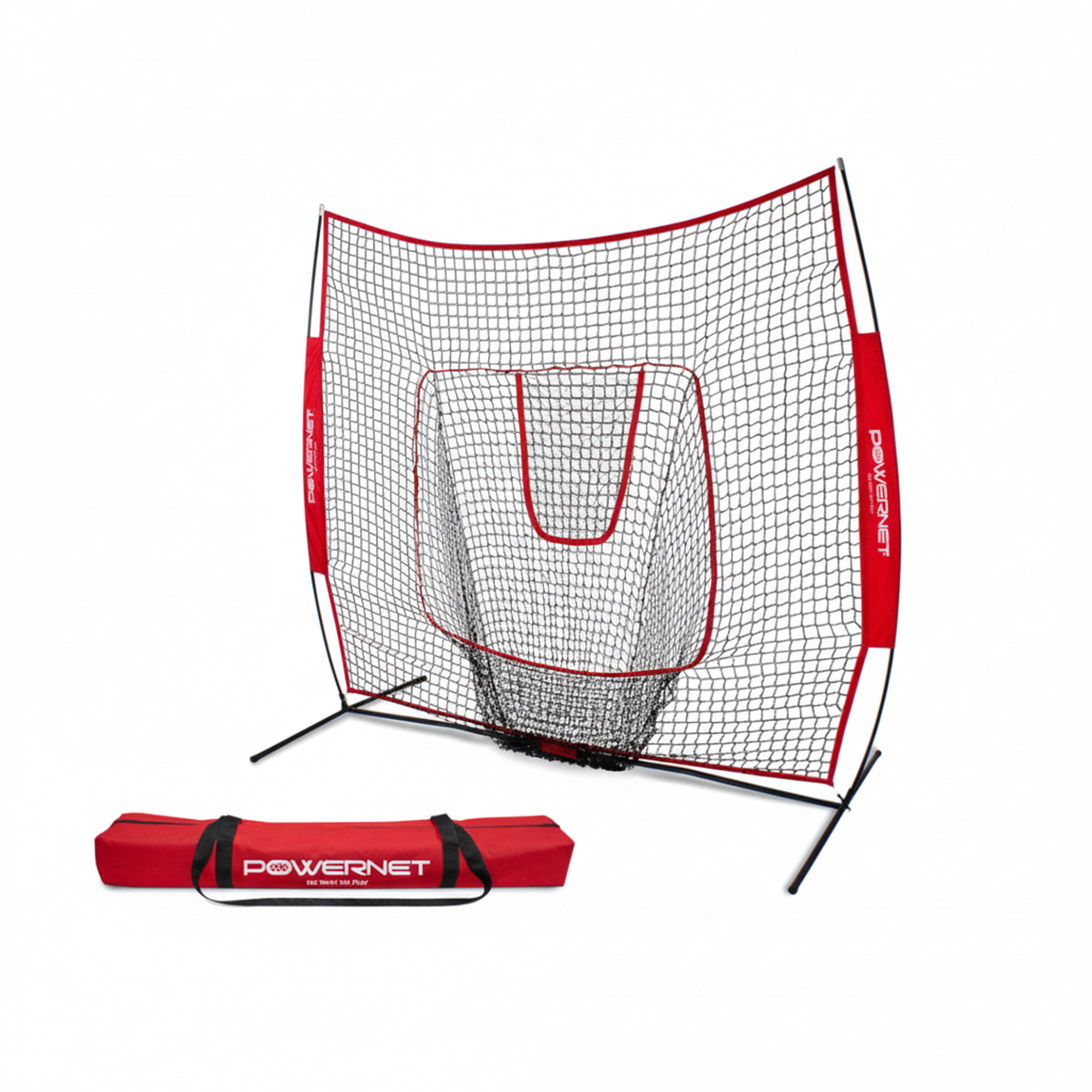 EDX 7 ft x 7 ft Baseball & Softball Nets Practice Hitting & Pitching Net with Bow Type Frame, Carry Bag and Strike Zone, Great for All Skill Levels