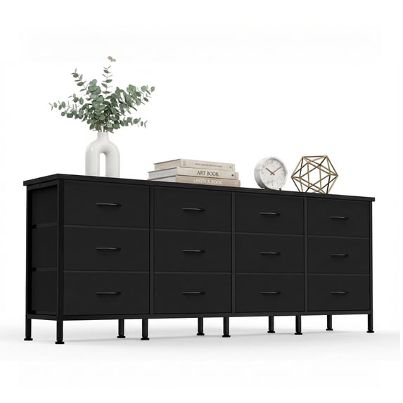edx 12 Drawer Dresser for Bedroom, 70.9" Fabric Chest, TV Stand for 65, 80 inch TV, Wide Storage Organizer for Closet, Hallway & Living Room