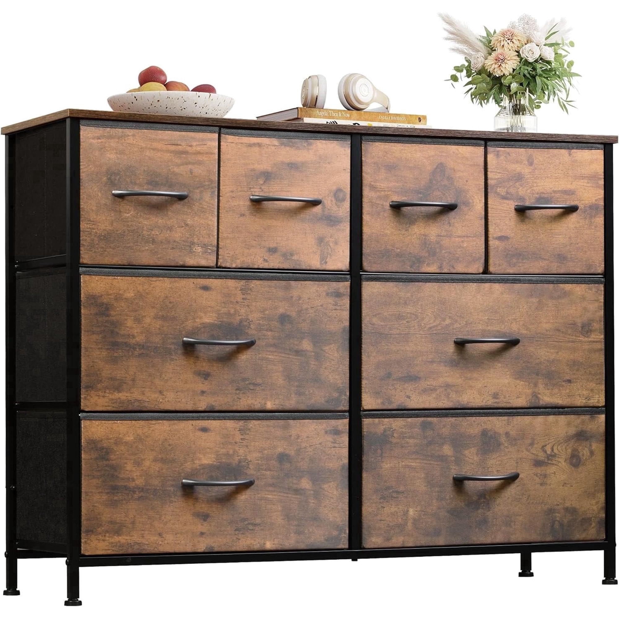 EDX 8 Drawers Fabric Drawer Dresser, Clothes Storing, Strong TV Stand, for Bedrooms, Wardrobes, Entryways, and Living Rooms