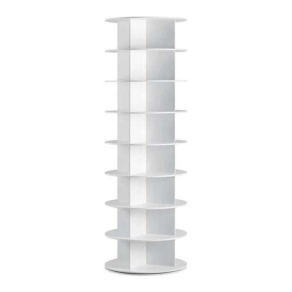 EDX PVC Rotating Shoe Rack Tower, 360-Degree Carousel Organizer for Entryway, Bedroom or Closet, White