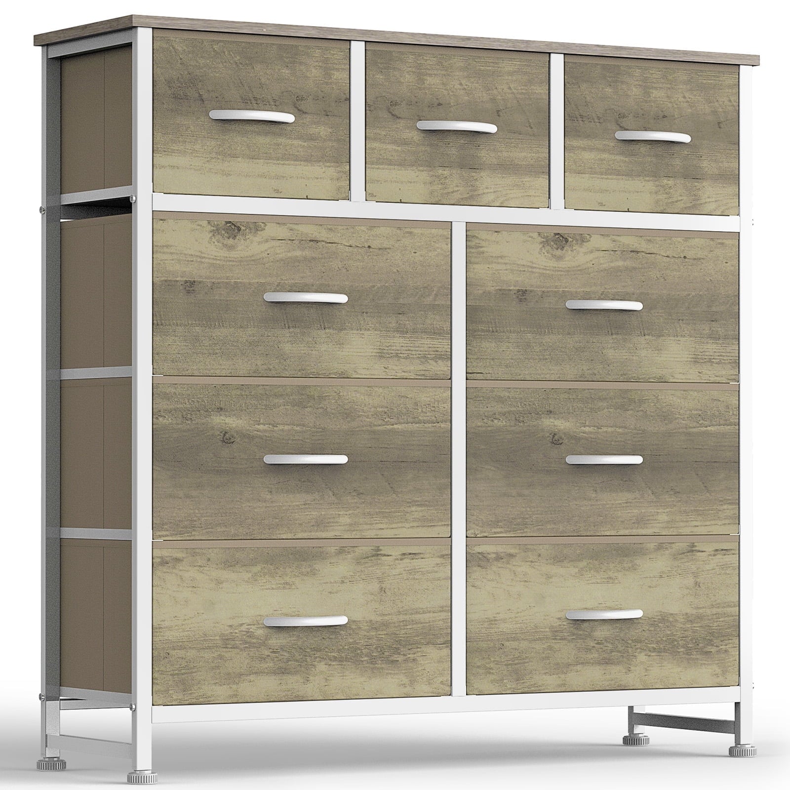 edx Fabric Dresser for Bedroom, Storage Organizer, Wide Chest of Drawers for Closet, Clothes, TV Stand, Wood Board