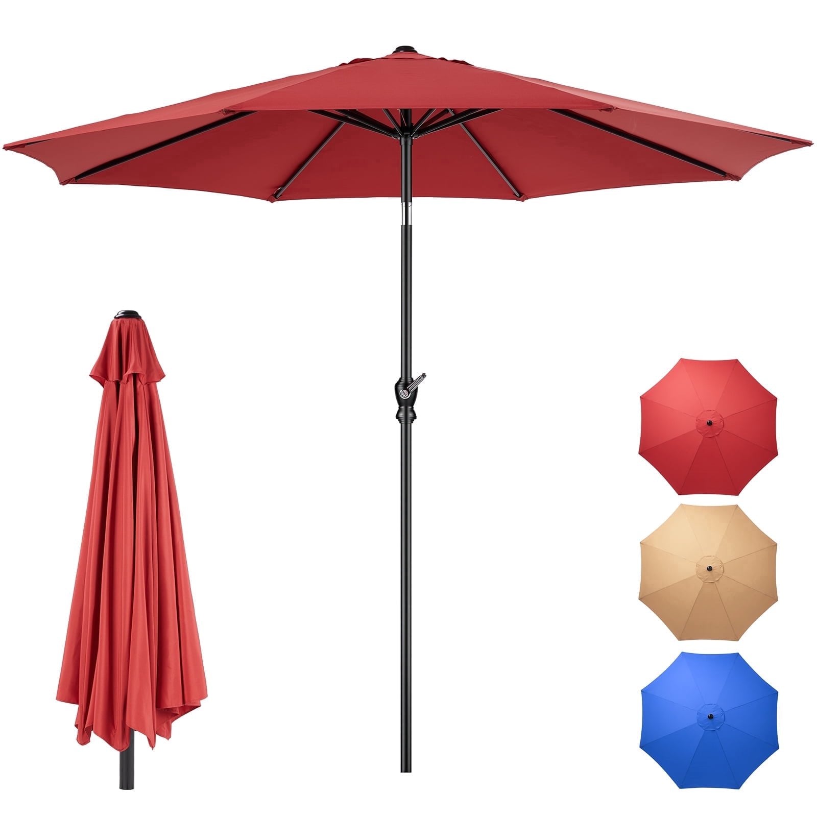 EDX 9FT Patio Umbrella Market Umbrella w/Tilt and Crank Heavy-Duty Round Outdoor Umbrellas for Garden, Deck, Backyard, Pool and Beach