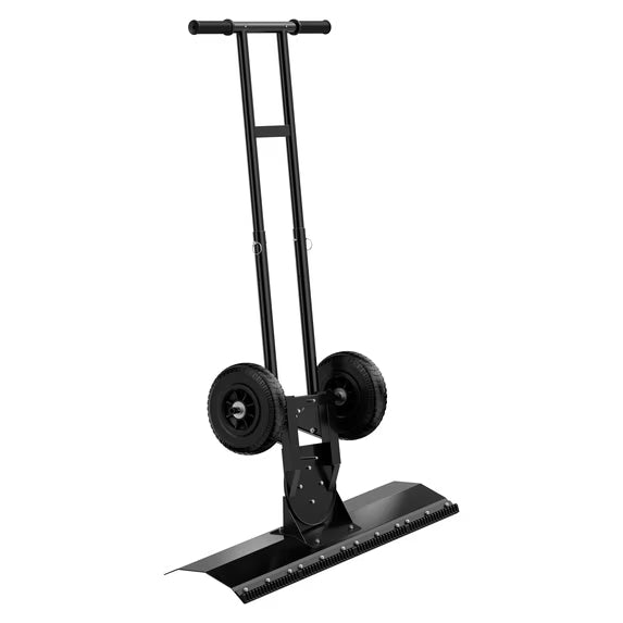 EDX Adjustable Wheeled Snow Pusher, Q235 Carbon Steel Snow Removal Tool for Yard & Driveway