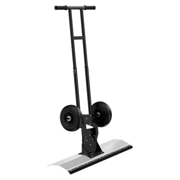 EDX Adjustable Wheeled Snow Pusher, Q235 Carbon Steel Snow Removal Tool for Yard & Driveway