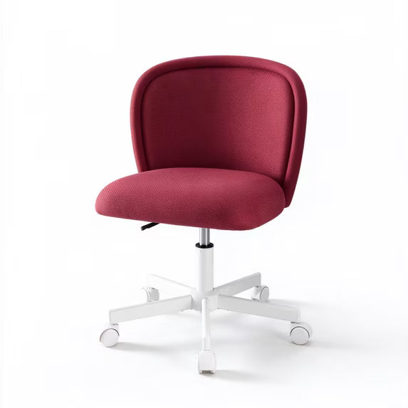 EDX Armless Adjustable Height Vanity Chair, 360° Swivel Fabric Makeup Task Chair with Wheels, Breathable Linen‑Look Desk Chair for Small Space, Bedroom & Home Office