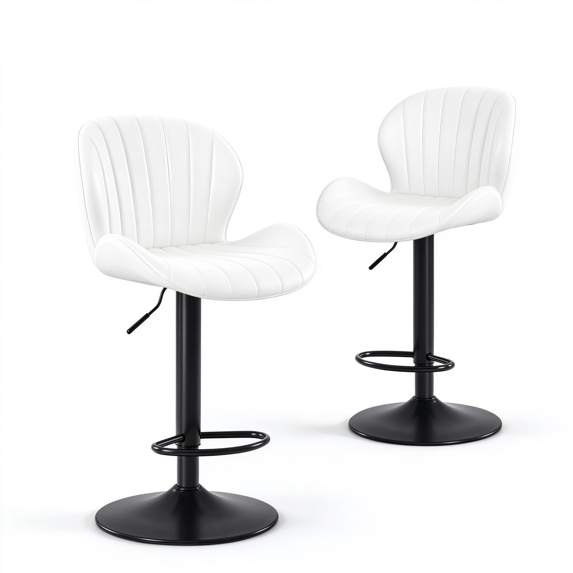 EDX Bar Stools Set of 2, Modern Adjustable Armless Swivel Counter Stools with PU Leather