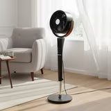 EDX Bedroom Pedestal Fan, Quiet 20dB DC Air Circulator, 15 Speeds 5 Modes, 120° Oscillation, 12H Timer, 1050CFM Airflow, 37-45" Adjustable Height, LED Light, Standing Fan with Remote