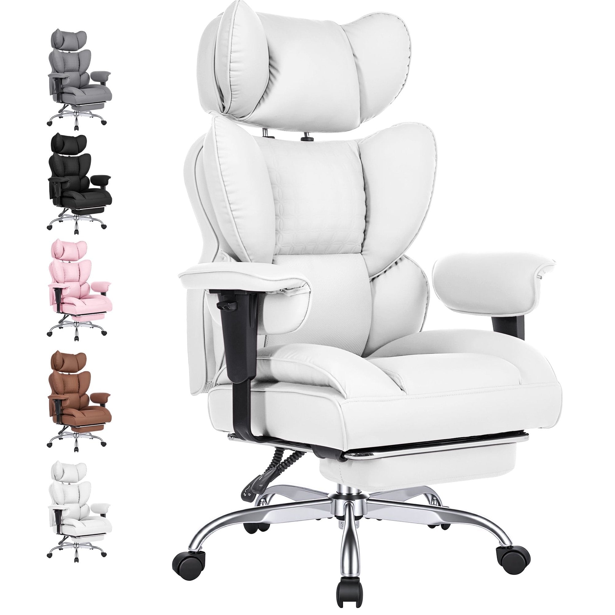 EDX Big and Tall Home Office Chair with Adjustable Armrests and Footrest,PU Leather Excutive Computer Chair with Wide Seat,Desk Chair with Ergonomic Lumbar Support