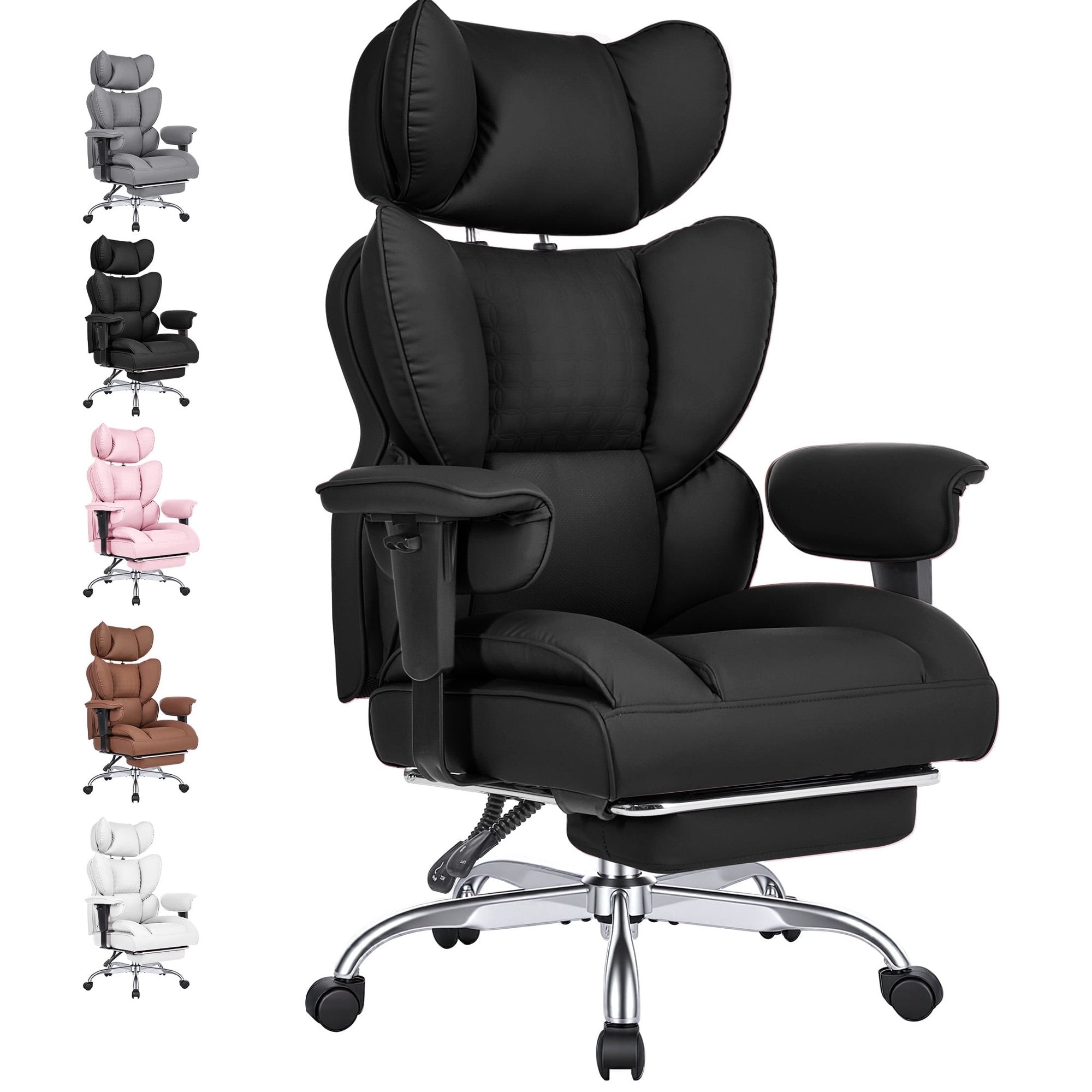 EDX Big and Tall Home Office Chair with Adjustable Armrests and Footrest,PU Leather Excutive Computer Chair with Wide Seat,Desk Chair with Ergonomic Lumbar Support
