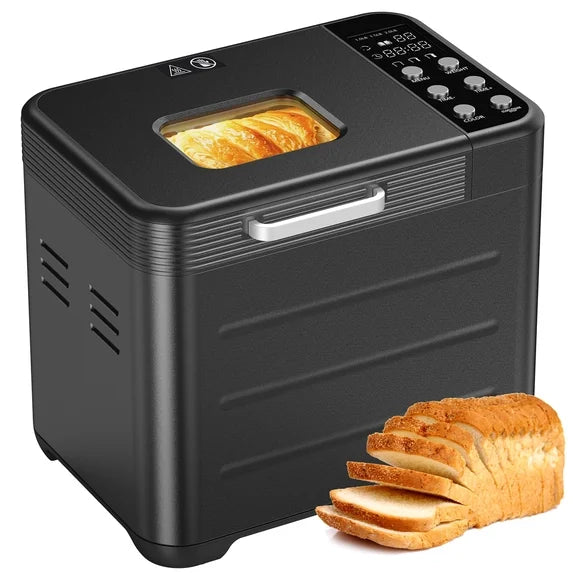 EDX Bread Maker, 20-in-1 Automatic Bread Machine with Stainless Steel Housing & Nonstick Ceramic Pan, 3 Loaf Sizes & 3 Crust Colors, 12-Hour Delay