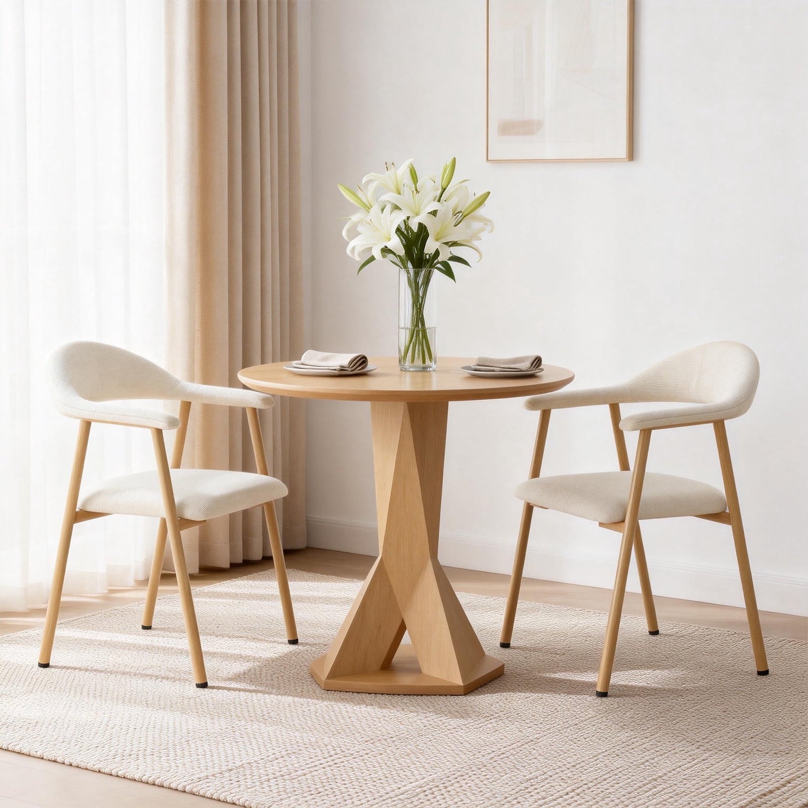 EDX Dining Chairs Set of 2, Modern Upholstered Kitchen Side Chairs for Dining Room, Ergonomic Padded Accent Seats with Sturdy Legs