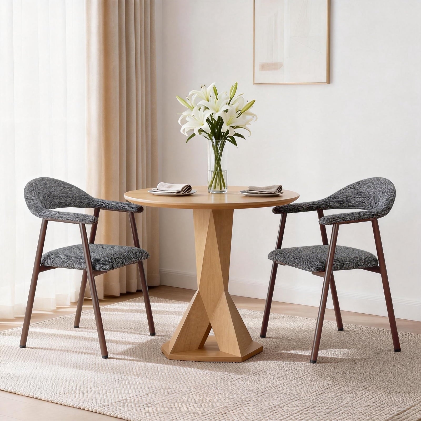 EDX Dining Chairs Set of 2, Modern Upholstered Kitchen Side Chairs for Dining Room, Ergonomic Padded Accent Seats with Sturdy Legs