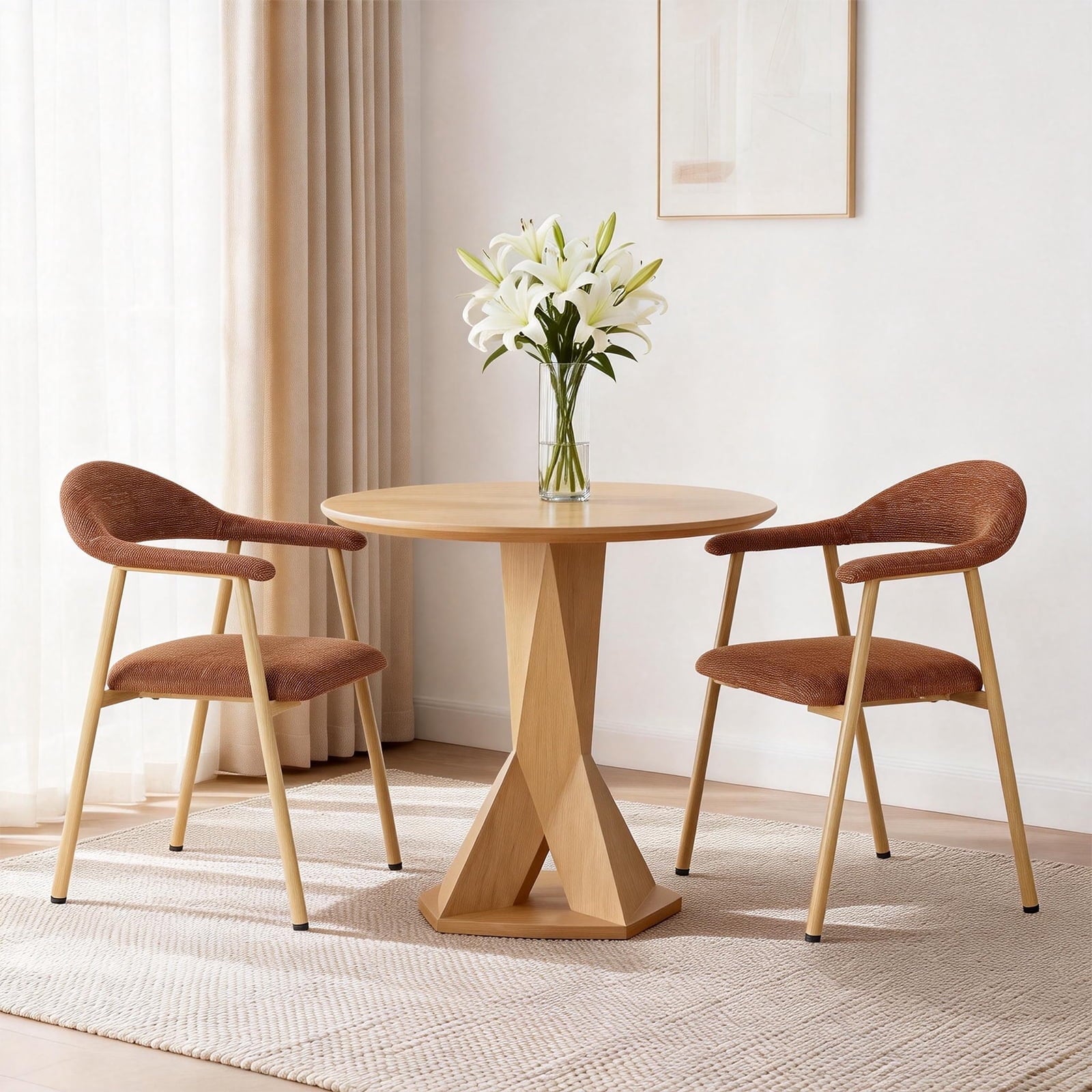 EDX Dining Chairs Set of 2, Modern Upholstered Kitchen Side Chairs for Dining Room, Ergonomic Padded Accent Seats with Sturdy Legs