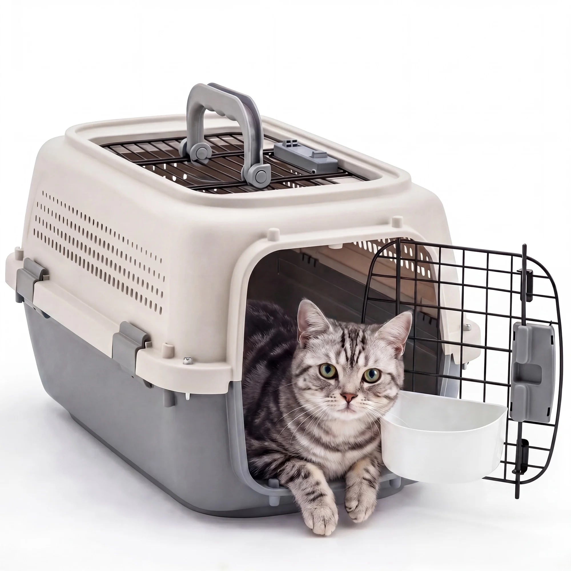EDX Dog Crates for Small Dogs & Cat Carriers, Two-Door Plastic Pet Kennel, Top & Front Loading, 23"