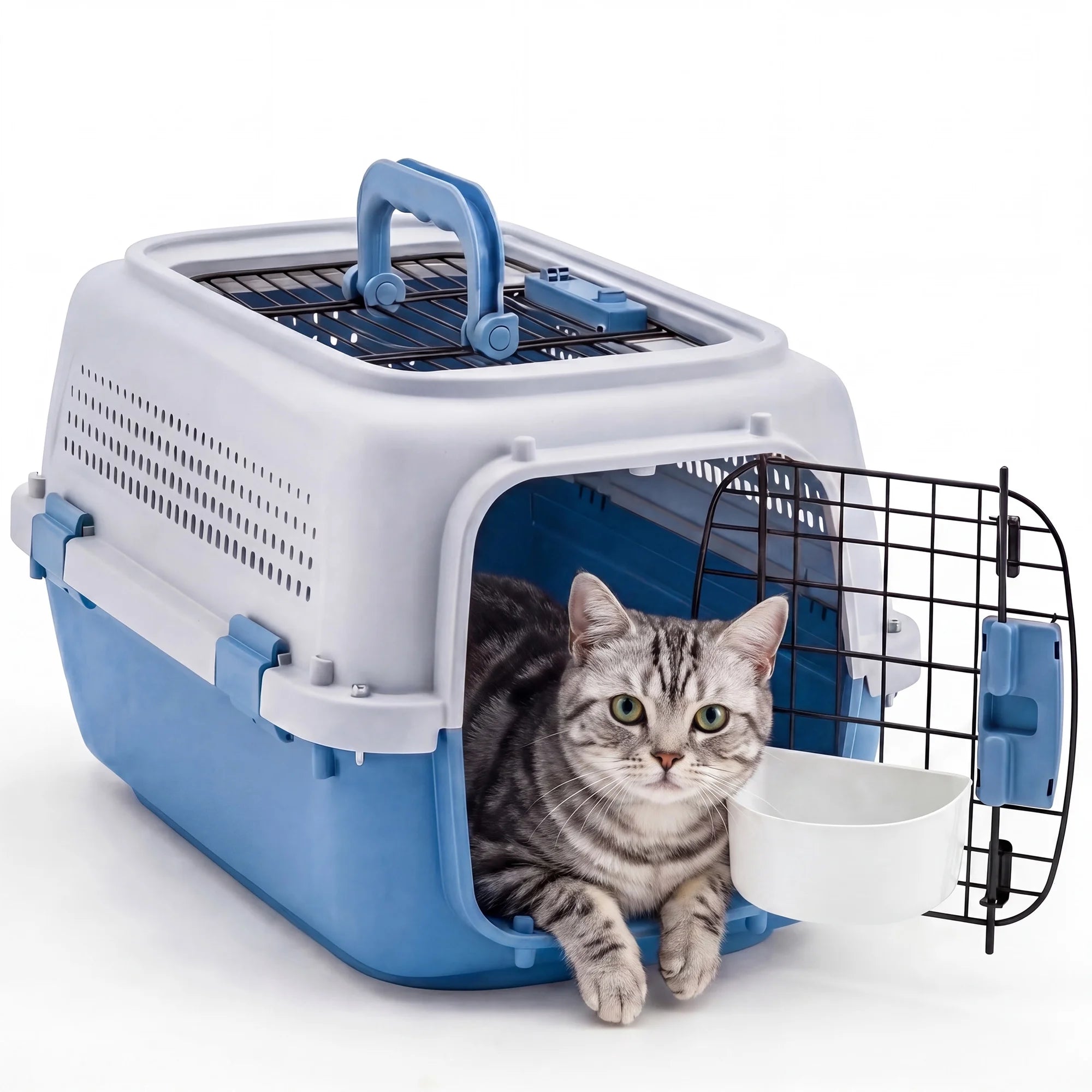 EDX Dog Crates for Small Dogs & Cat Carriers, Two-Door Plastic Pet Kennel, Top & Front Loading, 23"