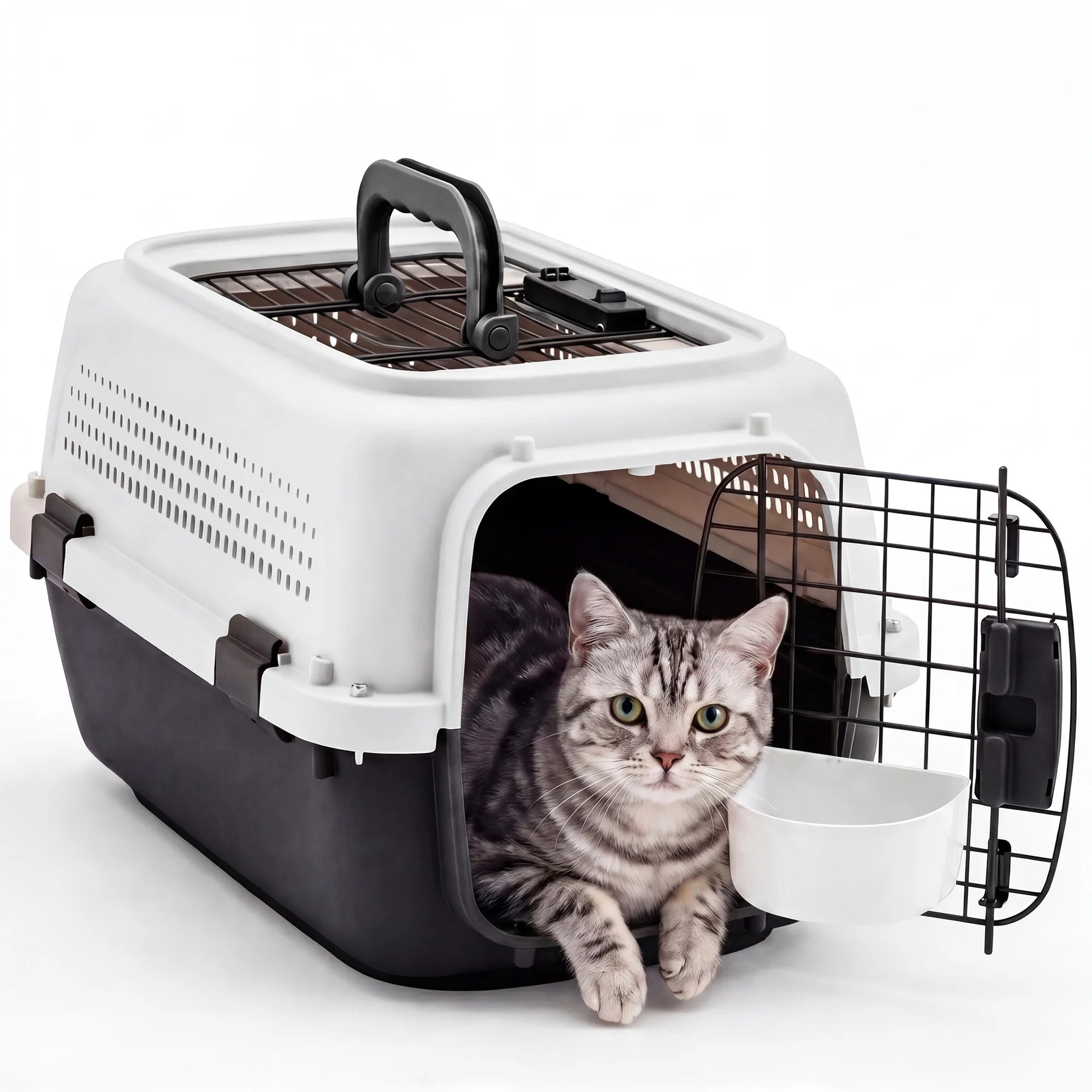 EDX Dog Crates for Small Dogs & Cat Carriers, Two-Door Plastic Pet Kennel, Top & Front Loading, 23"