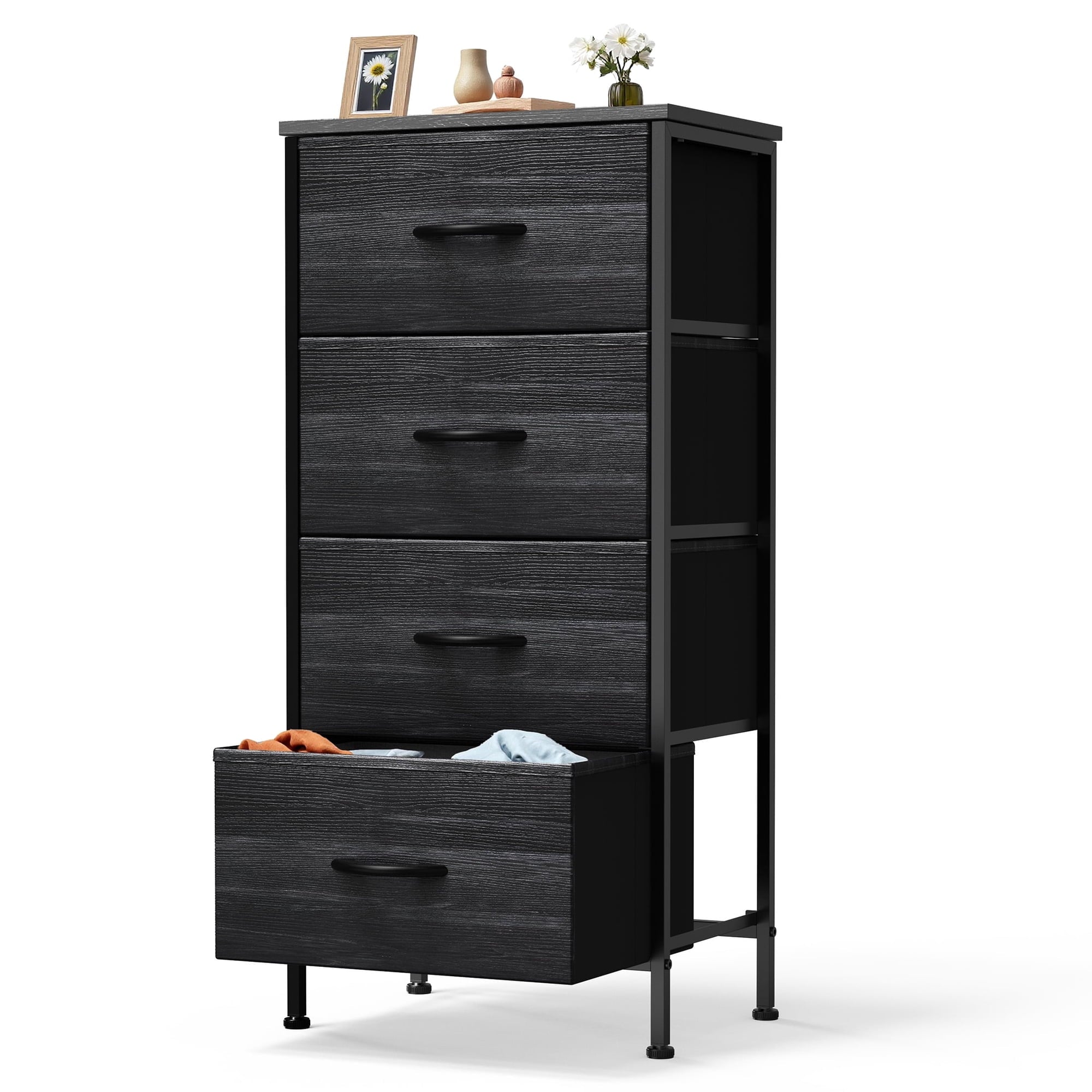 edx Fabric Dresser for Bedroom, Storage Organizer, Wide Chest of Drawers for Closet, Clothes, TV Stand, Wood Board