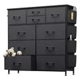 EDX Dresser Storage with 10 Drawers, Fabric Dresser Tower with Side Bag, Storage Unit for Bedroom, Closet, Office