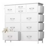 EDX Dresser Storage with 10 Drawers, Fabric Dresser Tower with Side Bag, Storage Unit for Bedroom, Closet, Office