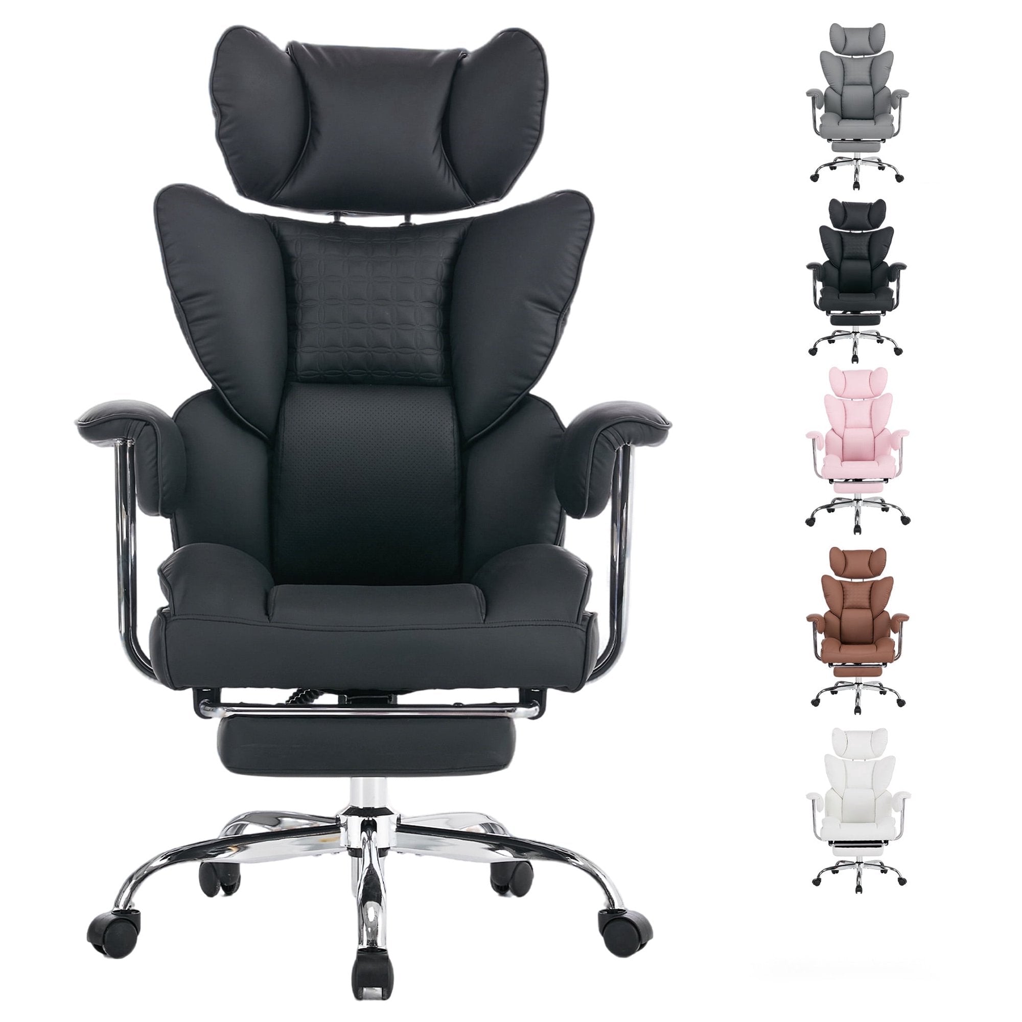EDX Big and Tall Office Chair, Ergonomic PU Leather Executive Computer Chair with Footrest, Pocket Spring Support, 350 LBS Capacity, For Home Office