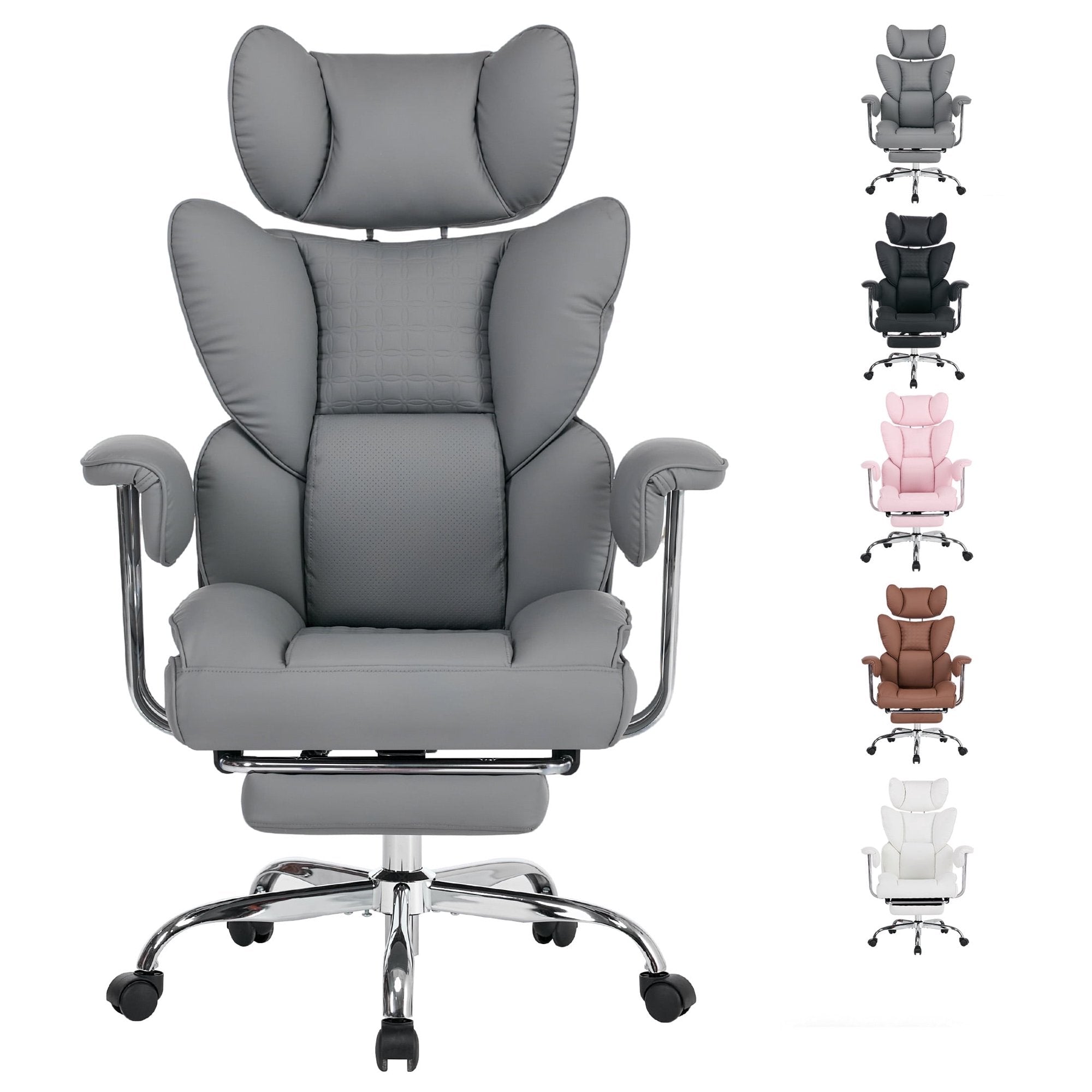 EDX Big and Tall Office Chair, Ergonomic PU Leather Executive Computer Chair with Footrest, Pocket Spring Support, 350 LBS Capacity, For Home Office