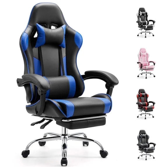 edx Gaming Chair Ergonomic Office Chair With Foot Rest, Big And Tall Executive Desk Chair With Lumbar Support, Padded Arms, Computer Chair For Home Office, Bedroom