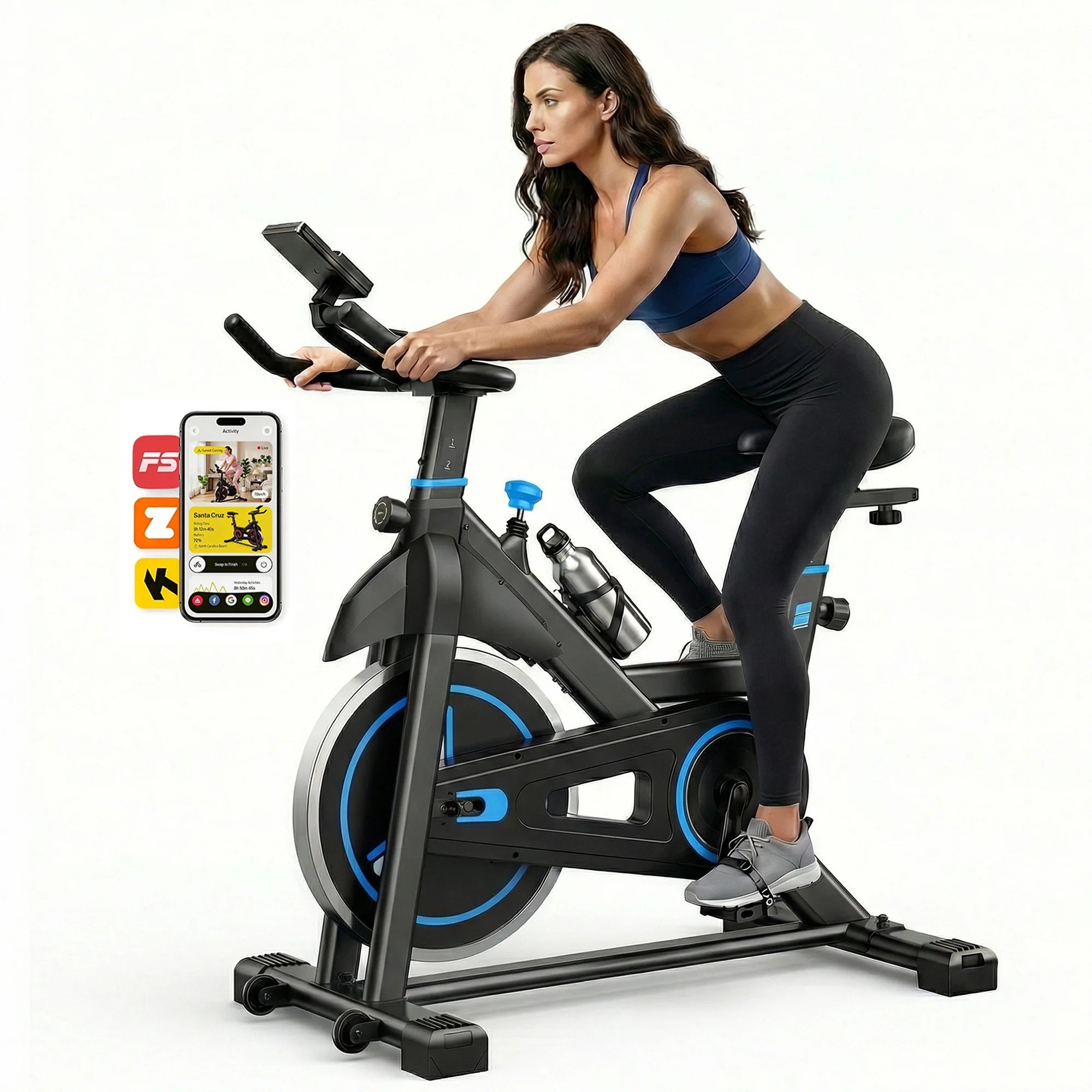 EDX Exercise Bike with LCD Monitor & Infinite Resistance, Adjustable Seat & Handlebar, Bluetooth App Compatible Indoor Cycling Bike for Home Gym, 300 lb Capacity