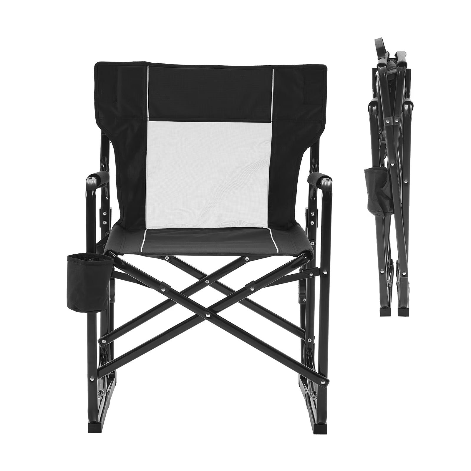 EDX Folding Camping Chair, Padded High Back, Adjustable Lumbar Support, Extra Wide for Adults, 500 lbs Steel Frame, Portable Outdoor