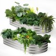 EDX Galvanized Steel Raised Garden Bed, Oval Metal Elevated Planter Box with Multiple Sizes for Outdoor Gardening, Silver