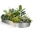 EDX Galvanized Steel Raised Garden Bed, Oval Metal Elevated Planter Box with Multiple Sizes for Outdoor Gardening, Silver