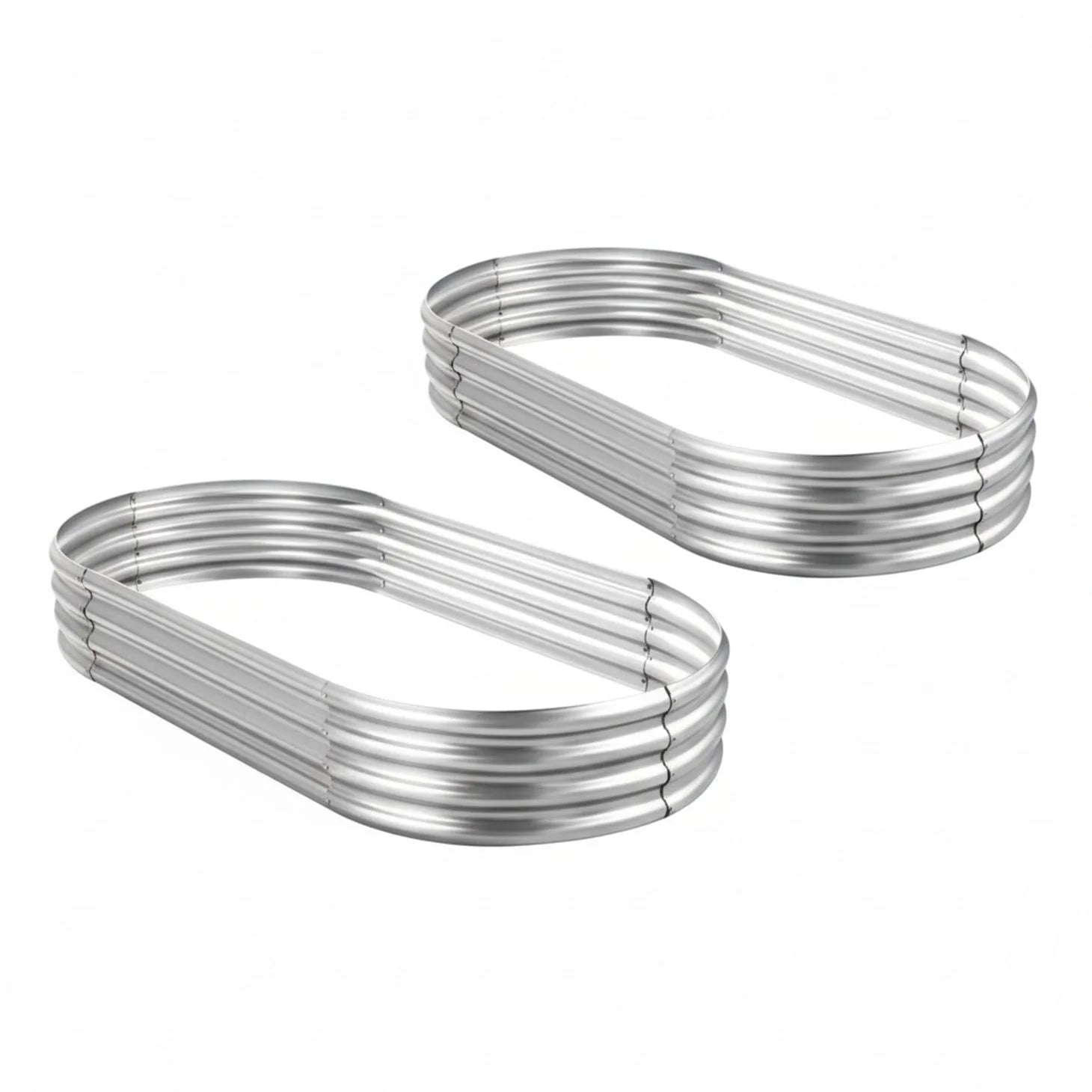 EDX Galvanized Steel Raised Garden Bed, Oval Metal Elevated Planter Box with Multiple Sizes for Outdoor Gardening, Silver