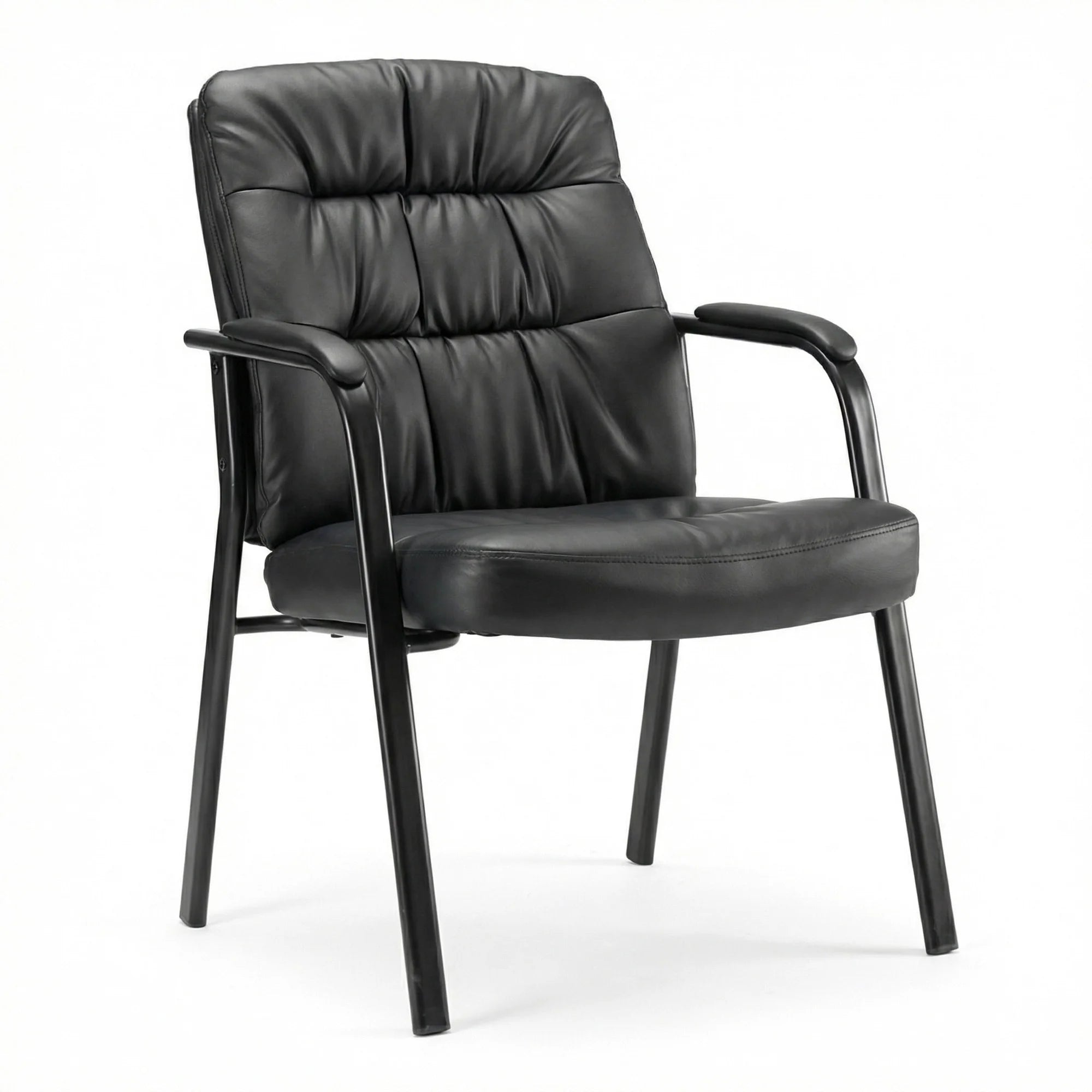 EDX Guest Chair, Leather Reception Chair with Fixed Padded Armrests for Office Waiting Room & Lobby Area Seating, 1Pack