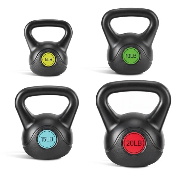 EDX Hard Kettlebell Set, HDPE Coated Concrete Kettlebells, Strength Training Equipment for Home Gym & Outdoor