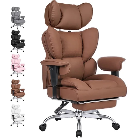 EDX Big and Tall Home Office Chair with Adjustable Armrests and Footrest,PU Leather Excutive Computer Chair with Wide Seat,Desk Chair with Ergonomic Lumbar Support
