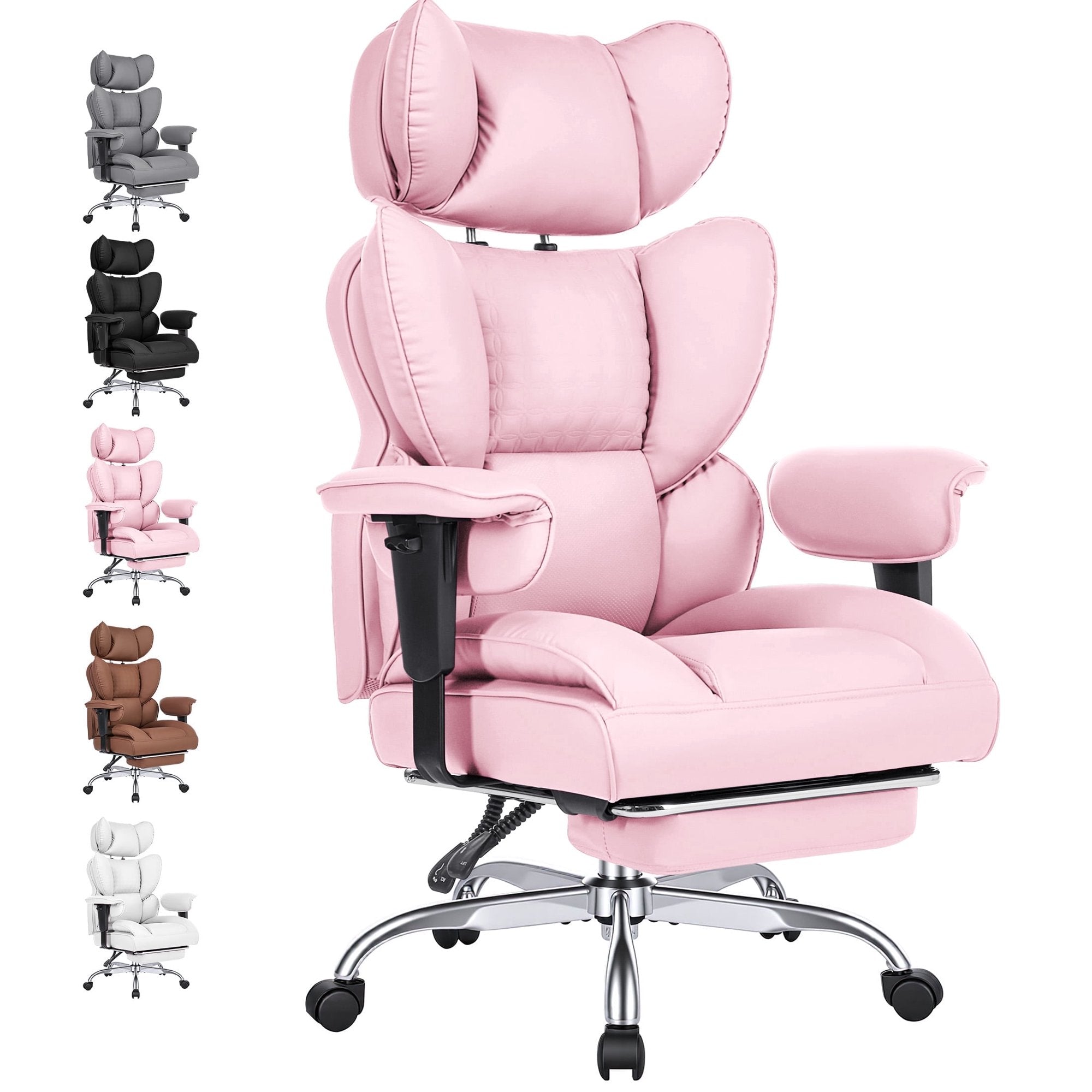 EDX Big and Tall Home Office Chair with Adjustable Armrests and Footrest,PU Leather Excutive Computer Chair with Wide Seat,Desk Chair with Ergonomic Lumbar Support