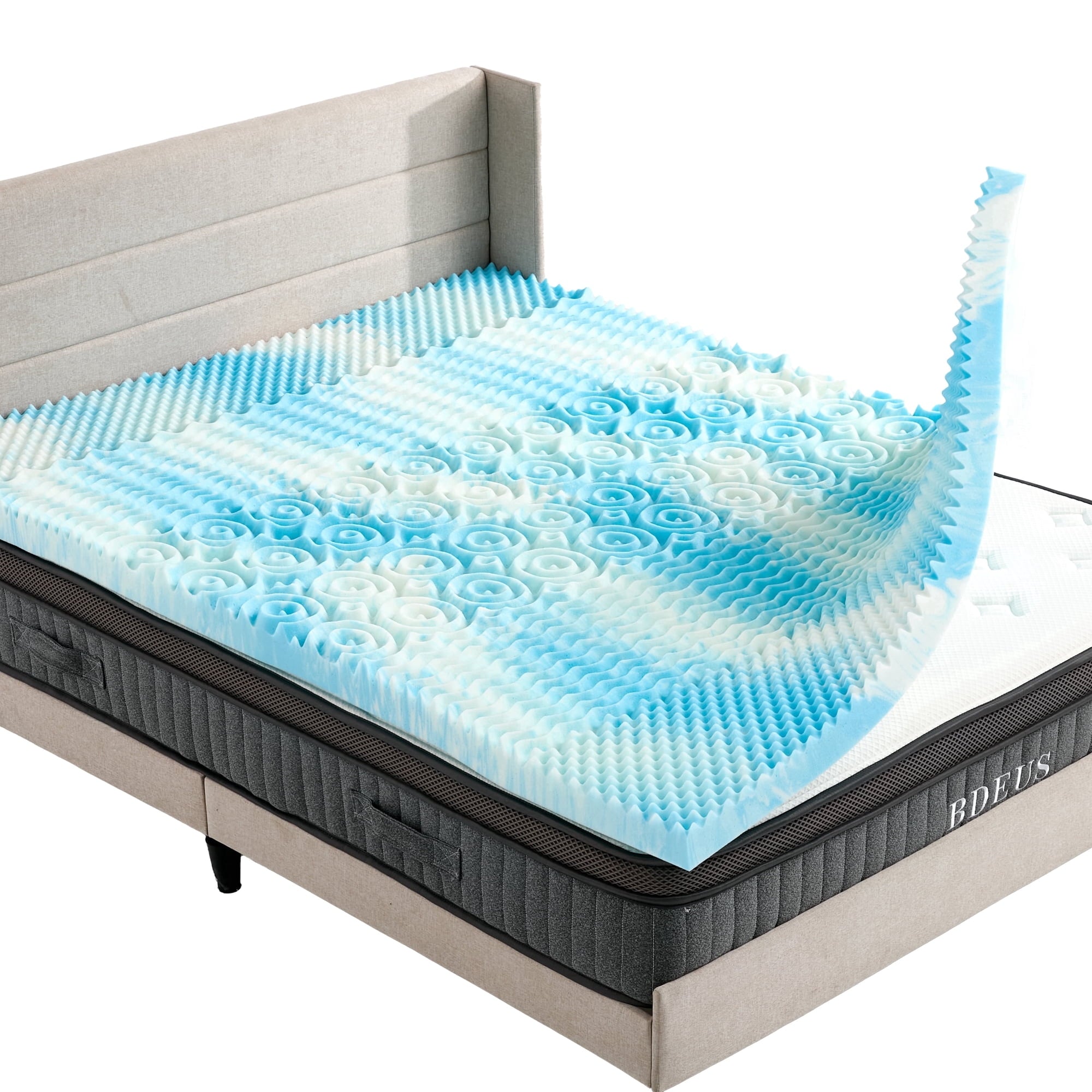 EDX Mattress Topper, 5-Zone Cooling Gel Memory Foam toppers for Optimal Pressure Dispersion, CertiPUR-US Certified