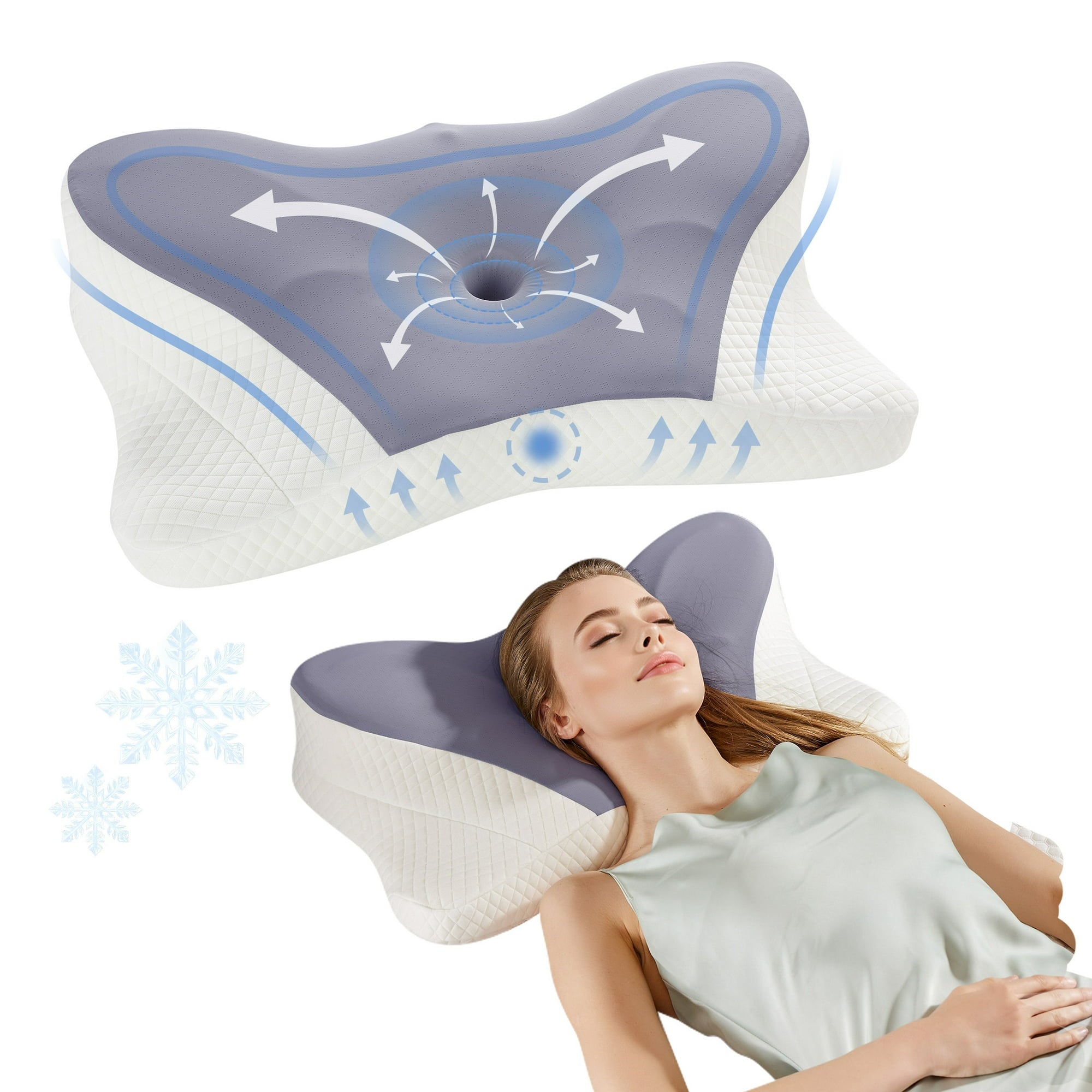 EDX Memory Queen Size Foam Pillow for Neck Pain Relief Cervical Sleepers