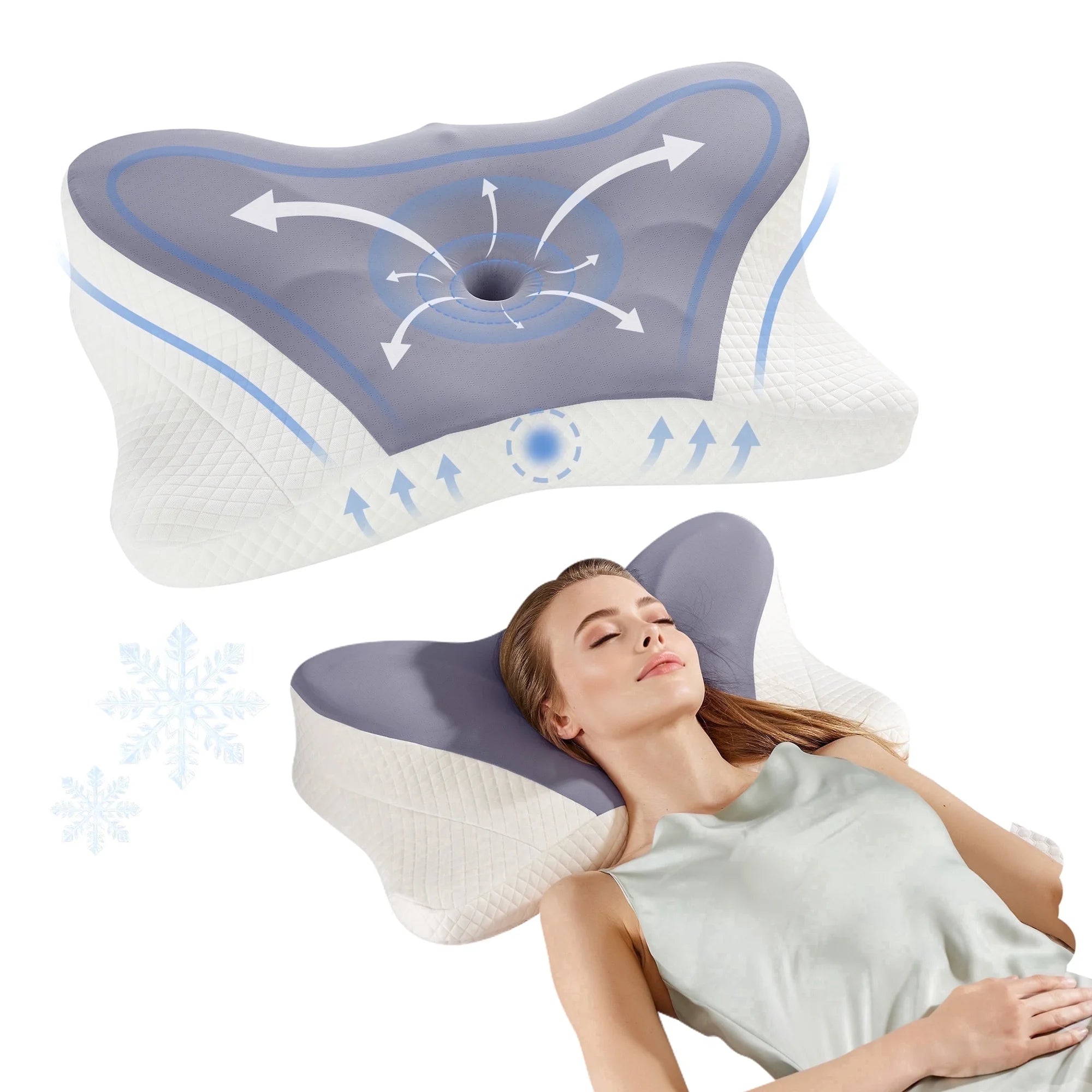 edx Bed Pillow Effective Pain Relief Cooling Pillow for Neck Support, Ergonomic Contour Memory Foam Cervical Neck Pillow for Side Back Stomach Sleepers