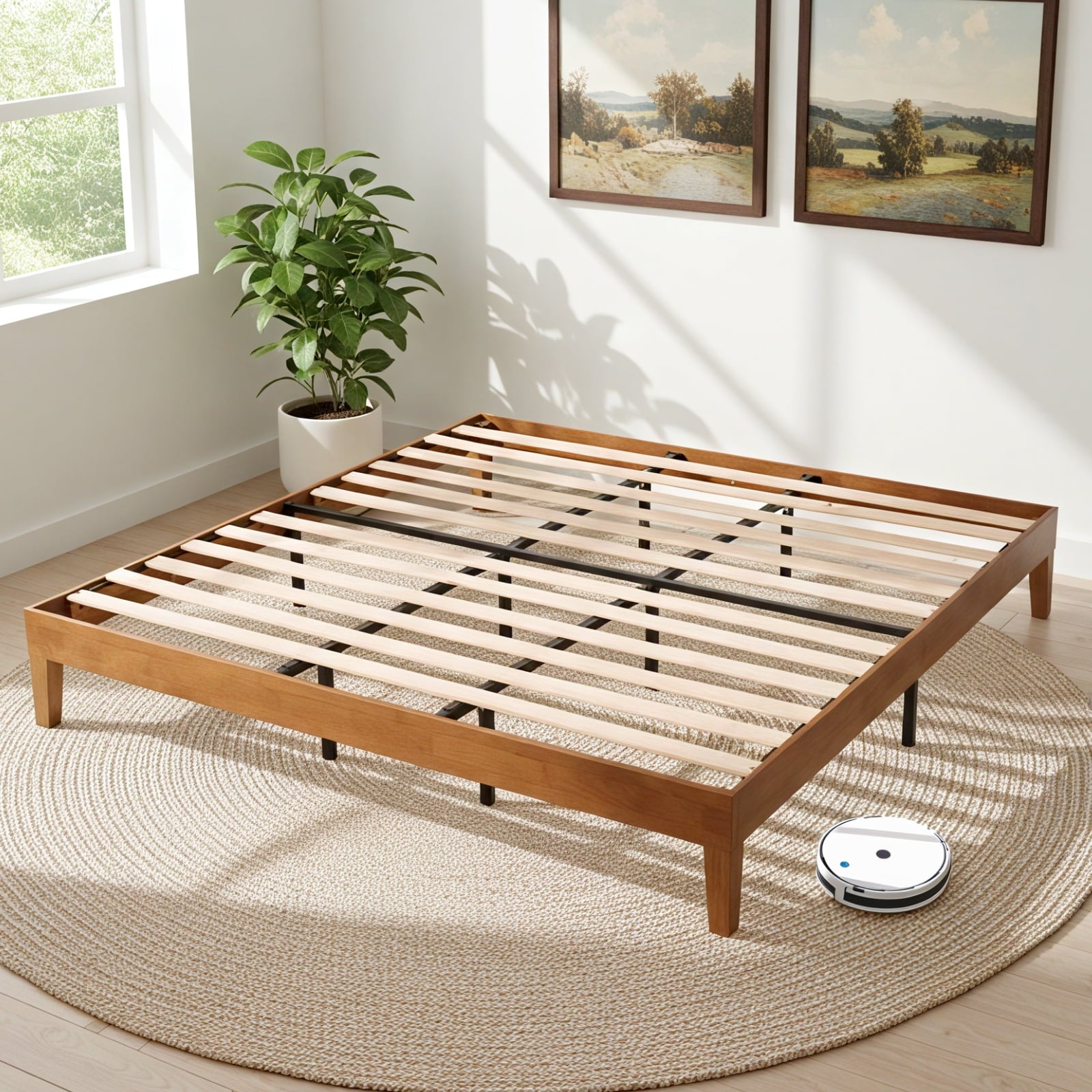 EDX Naturalista Classic Solid Wood Platform Bed, Sleek and Sturdy Minimalist Bed Frame