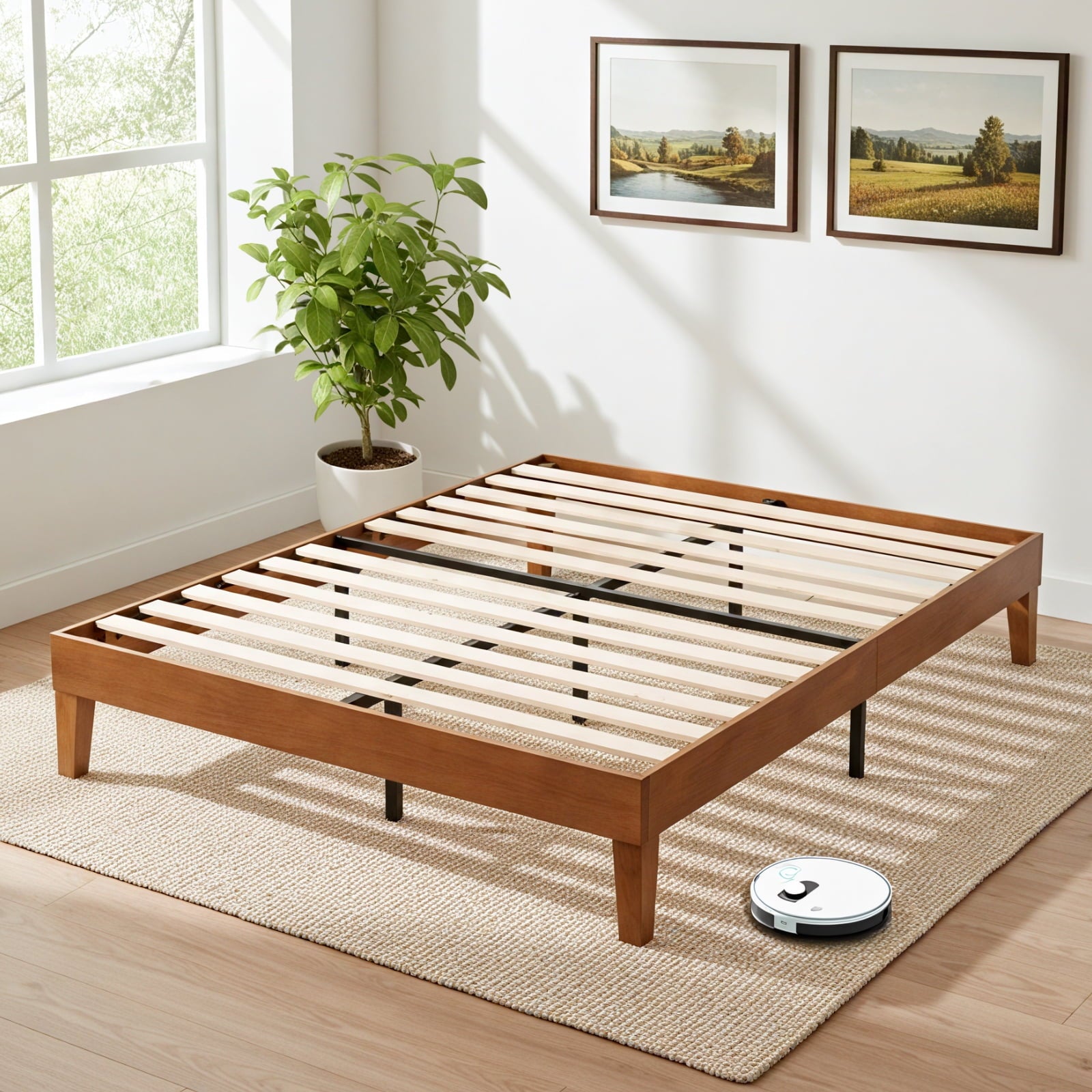 EDX Naturalista Classic Solid Wood Platform Bed, Sleek and Sturdy Minimalist Bed Frame