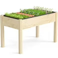 EDX Outdoor Wood Raised Garden Bed, 48x24x30in Elevated Reinforced Large Planter Box with Storage Shelf for Vegetable Flower Backyard Patio Gardening Balcony & Bed Liner 300lb Capacity - Natural