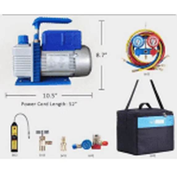 EDX Blue R134A AC Manifold Gauge Set Aluminum Valve 26.6×22×11cm with 1 Set High/Low Pressure Quick Couplers + 2 PCS 1/4" to 5/16" Adapters + 1 PC 1/4" to 1/2" Adapter for HVAC Vacuum Pump