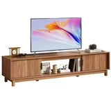 EDX Rattan TV Stand for TV with Cabinets and Shelves
